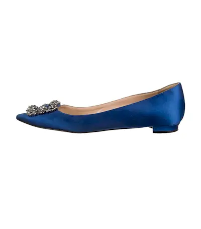 Manolo Blahnik + Hangisi Pointed-Toe Flats