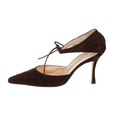 Manolo Blahnik + Suede Lace-Up Pumps