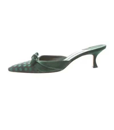 Manolo Blahnik + Polka Dot Suede Mules