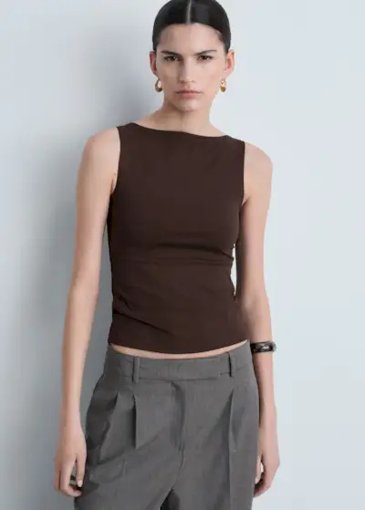 MANGO Boat Neck Strapless Top