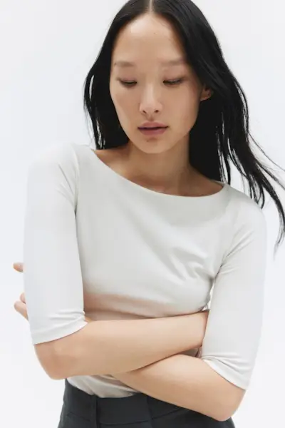 Boat-Neck Jersey Top