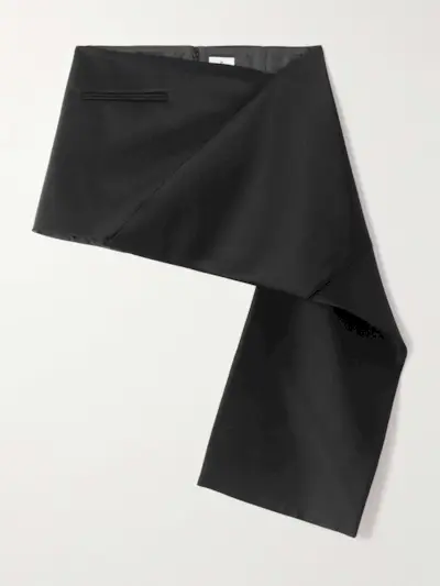 Wrap-Effect Asymmetric Satin Mini Skirt