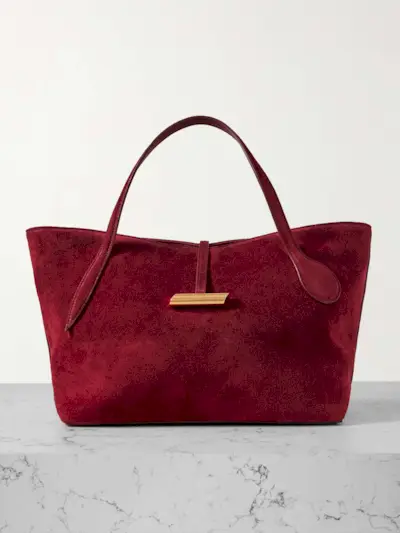 Petite Penne Leather-Trimmed Suede Tote