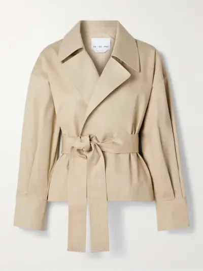 Valentina Belted Cropped Cotton-Twill Jacket