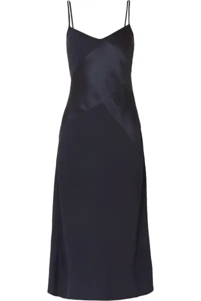 J.Crew + Duckling Paneled Crepe and Satin Midi Dress