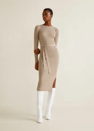 Mango + Ribbed Midi Dress