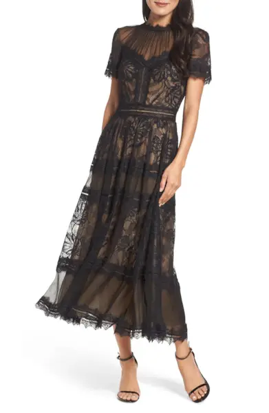 Tadashi Shoji + Lace Tea-Length Dress