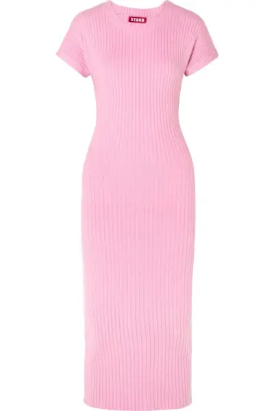 Staud + Janice Ribbed-Knit Midi Dress