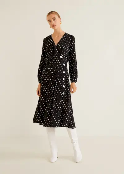 Mango + Polka-Dot Flared Dress