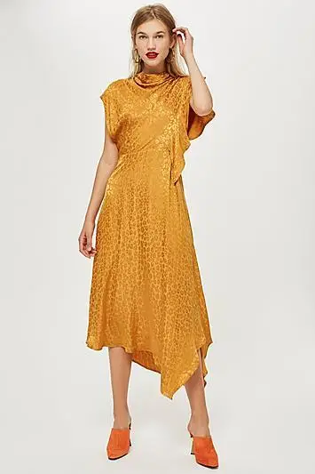 Topshop + Cowl Jacquard Midi Skater Dress