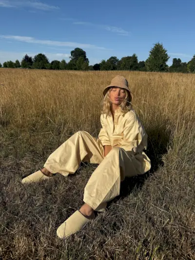 Elsa Hosk wearing Ugg Elea slip-ons