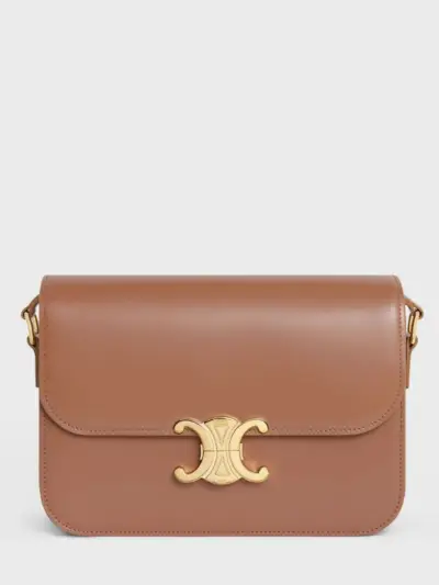Celine, Classique Triomphe Bag in Shiny Calfskin Bronze