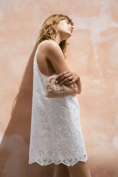 Mini Dress With Eyelet Embroidery