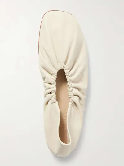 Mica Gathered Leather Ballet Flats