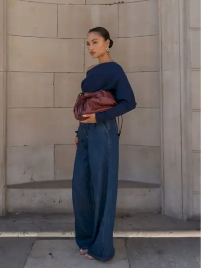 best petite fashion brands @aanishagurung_ wearing Reiss blue top and tailored trousers