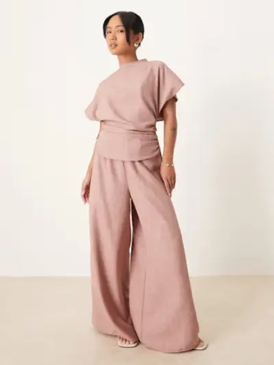 ASOS Petite Linen Look Open Back Jumpsuit