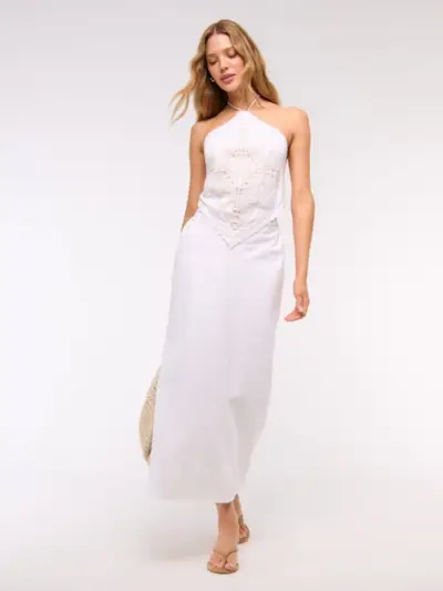 Abercrombie & Fitch Halter Cutout Midi Dress