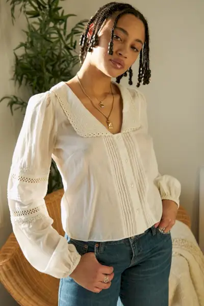 Urban Outfitters + Willa Dropped Collar Blouse