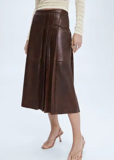 Mango + Leather Midi Skirt