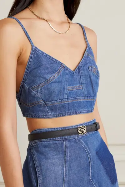 Loewe + Anagram Textured-Leather Belt