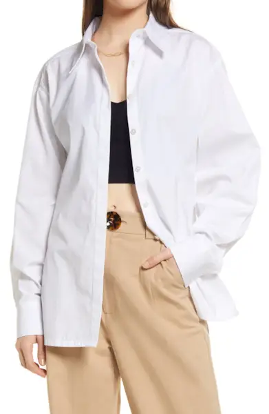 Open Edit + Relaxed Poplin Button-Up Shirt