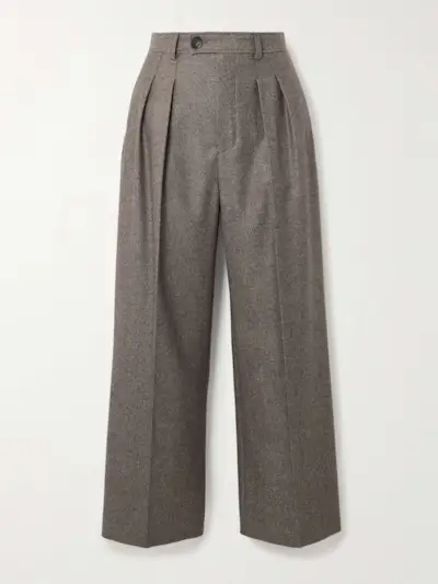 Yurik Pleated Wool and Cashmere-Blend Flannel Straight-Leg Pants