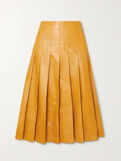 Pleated Leather Skirt