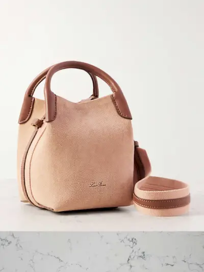 Bale Micro Canvas and Leather-Trimmed Suede Shoulder Bag