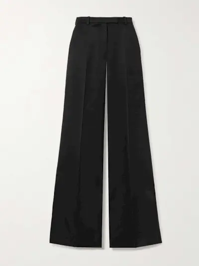 Pleated Silk-Satin Wide-Leg Pants