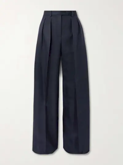 Devin Pleated Wool and Silk-Blend Wide-Leg Pants
