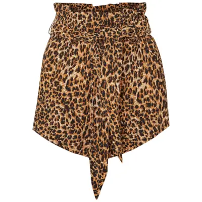 Nanushka + Primrose Leopard-Print Paperbag Shorts