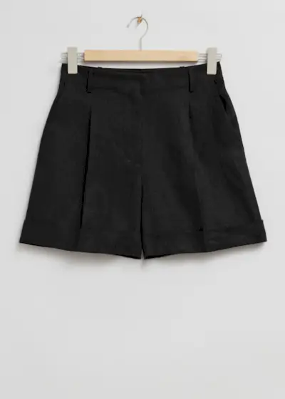 Tailored Wide-Leg Linen Shorts