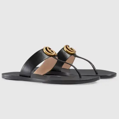 Gucci + Leather Thong Sandal With Double G