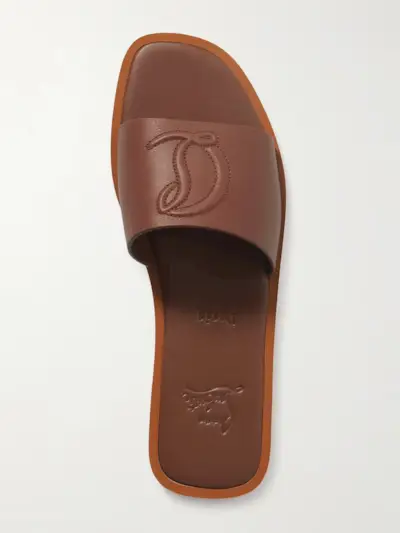 CHRISTIAN LOUBOUTIN, Cl Logo-Embossed Leather Slides