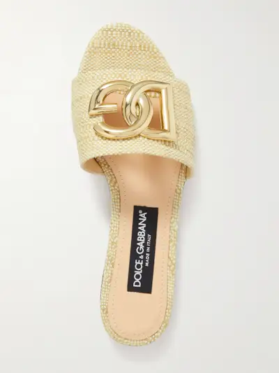 Bianca Logo-Embellished Raffia Slides