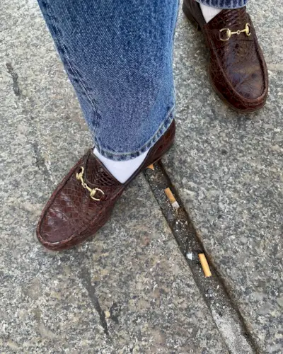 loafers with socks and jeans