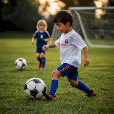 Kid playing soccer