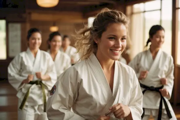 women learning karate