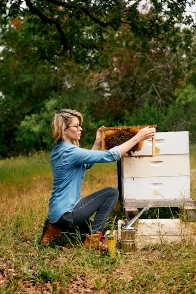 Erika Thompson with her bees
