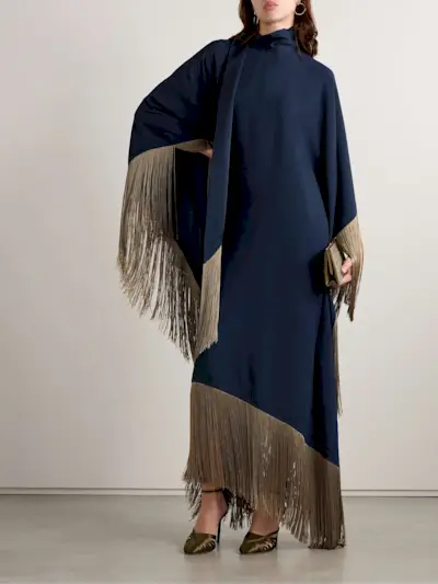 Mrs. Ross Fringed Crepe Kaftan