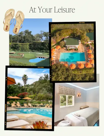 a collage of photos taken at the San Ysidro Ranch in Santa Barbara