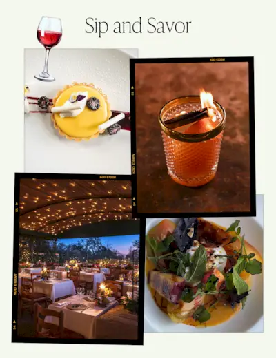 a collage of photos taken at the San Ysidro Ranch in Santa Barbara