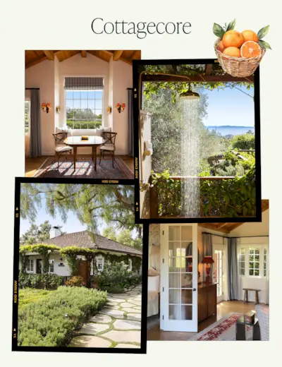 a collage of photos taken at the San Ysidro Ranch in Santa Barbara